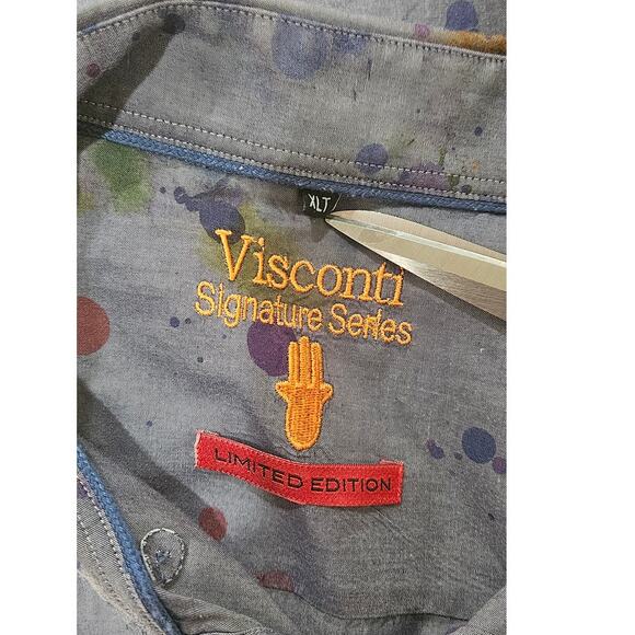 Visconti Signature Series Men's Size XLT Paint‎ Splatter Button Down Shirt - Picture 2 of 4